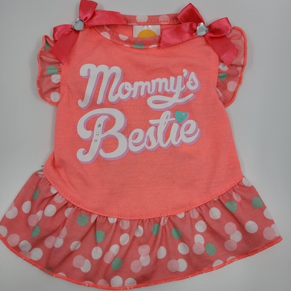 Mommy's Bestie Coral Dot Dog Dress - X-small - Picture 1 of 7